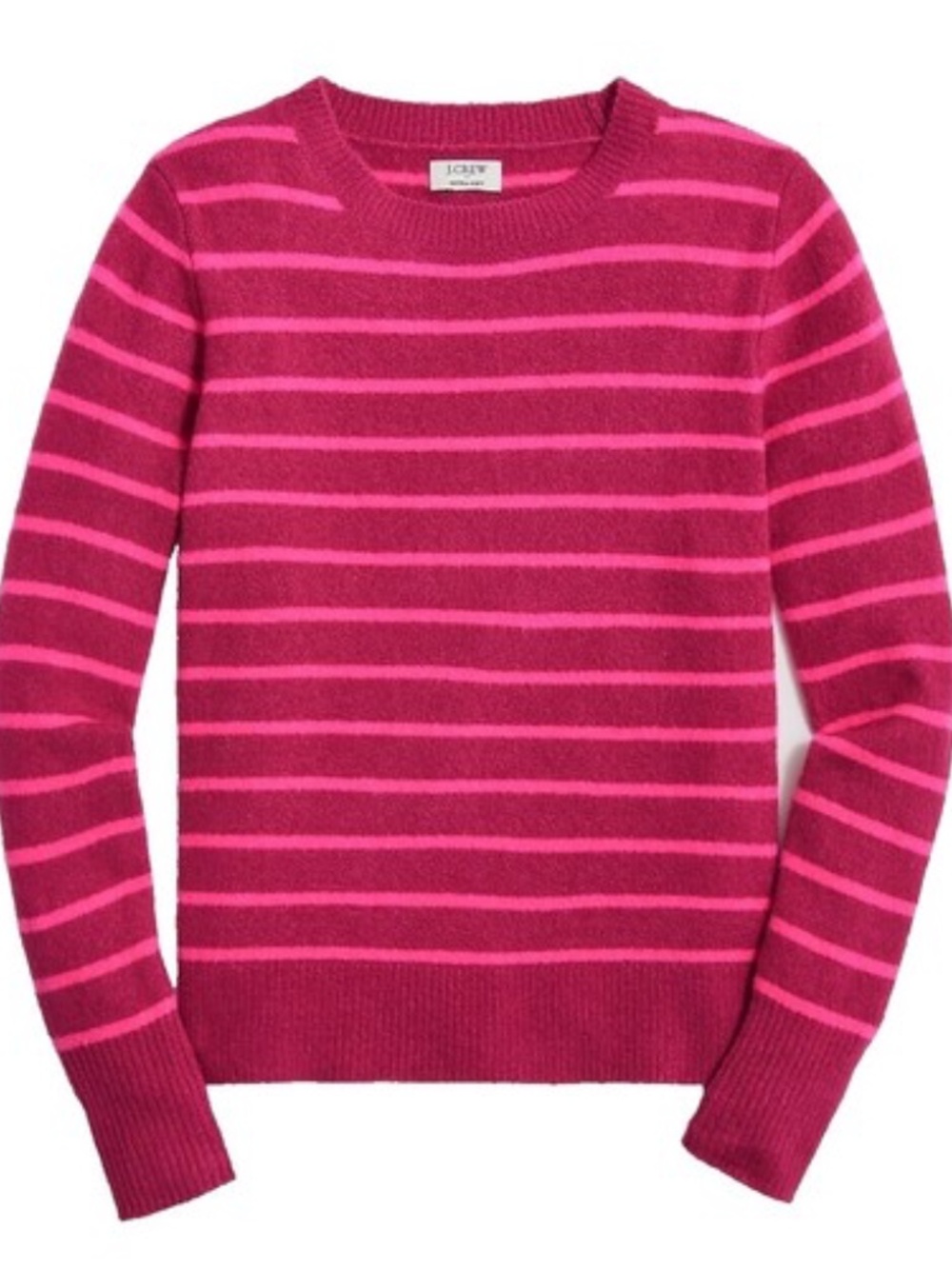 GUC J Crew Striped Pink Sweater Size L - Extra Soft Yarn